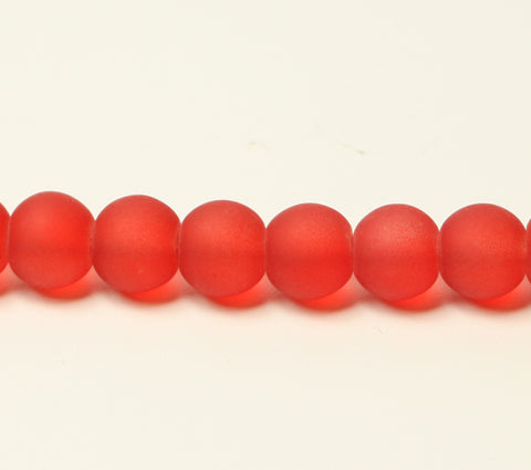 Fire Brick Red Transparent Frosted Glass Beads 8mm TRC296