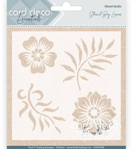 Big Leaves & Flower Stencil 5"x5" By Card Deco Essential CDEST008