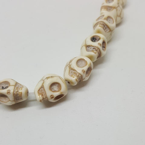 Ivory Skull Synthetic Howlite Jewellery Beads 12x10mm Approx 30 Beads TRC278