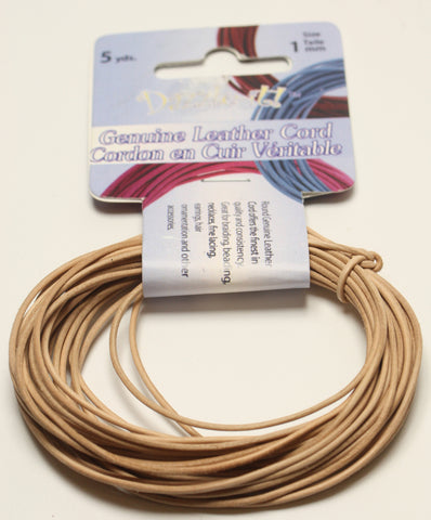 Genuine Leather Cord 1mm Round Natural 5yds TRC267