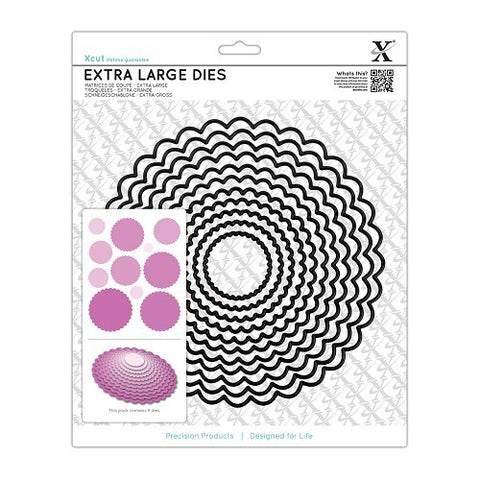 Extra Large Nesting Dies Scalloped Circle 11pcs. Large By Xcut from Docrafts XCU503428