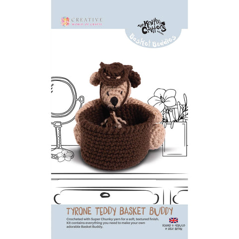 Tyrone Teddy Basket Buddies The Knitty Critters Collection By Creative World of Crafts BB003