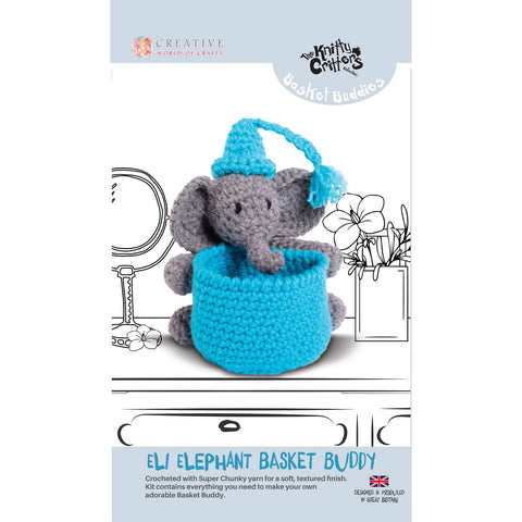 Eli Elephant Basket Buddies The Knitty Critters Collection By Creative World of Crafts BB004