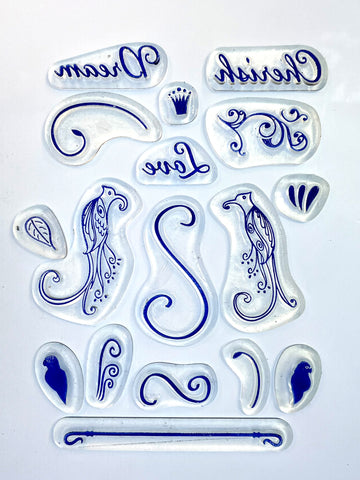 Birdcage Stamp Set Remountable Hand Poured Stamp Set By Claritystamp Barbara Grey