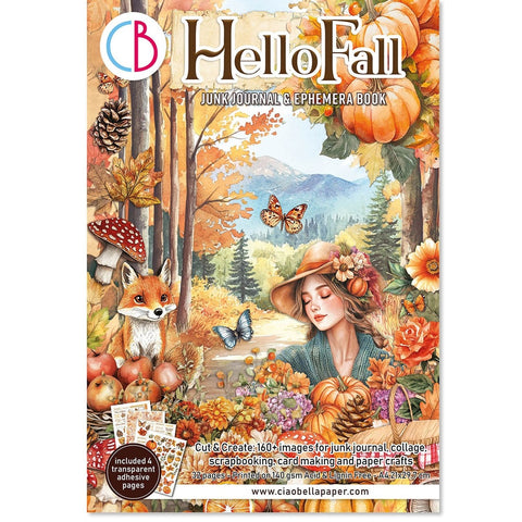 Hello Fall Junk Journal & Ephemera Paper Book A4 32 Pages By Ciao Bella CBB013