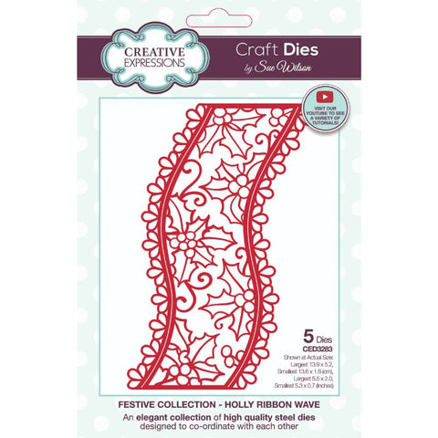 Holly Ribbon Wave Festive Collection by Sue Wilson Creative Expressions CED3283
