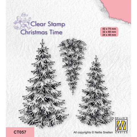 Three Snowy Fir Trees Clear Stamp Christmas Time Nellie Snellen CT057