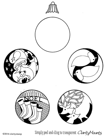 Christmas Round Baubles Set Stamp Set Remountable Set By Claritystamp