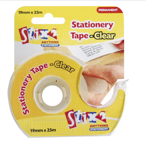 Clear Stationery Tape 19mmx 25m Perment By Stix2 S57144