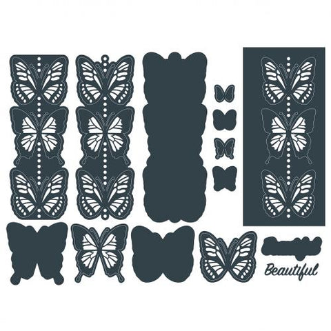 Butterfly Beautiful Borders Dies 14 Dies The Paper Boutique By Creative World of Crafts DC1106