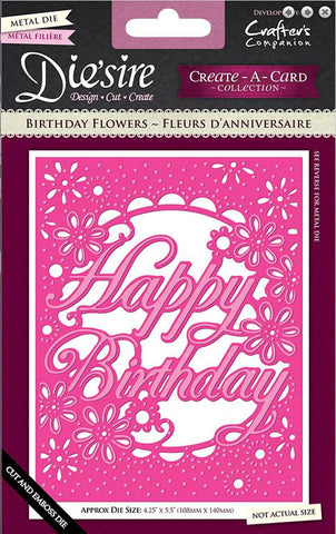 Birthday Flowers Create a Card Die Die'sire Collection By Crafters Companion DSCADBDFLOW