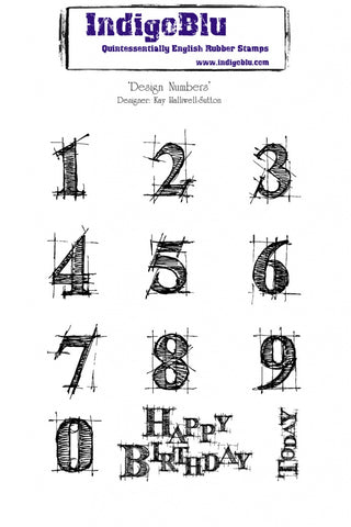 Design Numbers Red Rubber Stamp By Kay Halliwell-Sutton IndigoBlu DN1