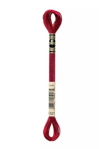 Metallic Carmine Red - E321 DMC Mouliné Stranded Cotton Embroidery Tread By DMC