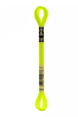 Neon Yellow - E980 DMC Mouliné Stranded Cotton Embroidery Tread By DMC
