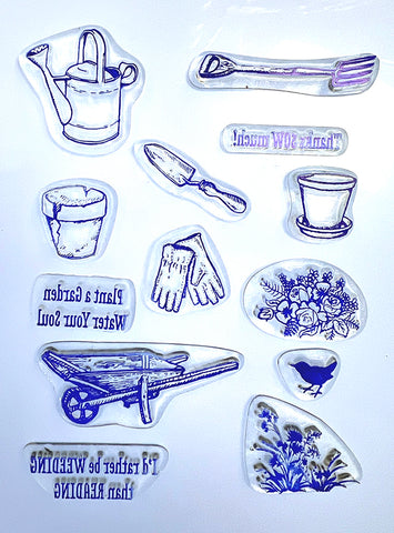 Garden Set Stamp Remountable Hand Poured Stamp Set By Claritystamp