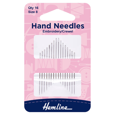 Hand Sewing Needles Embroidery / Crewel Size 8 16pcs Hemline 200.8