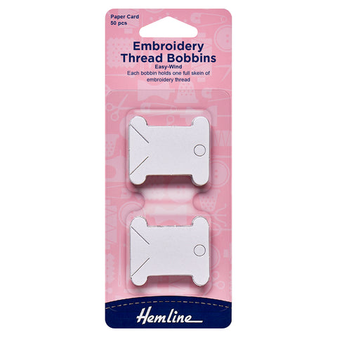 Embroidery Thread Bobbins Easy Wind Paper Card 30pcs. Hemline H3006