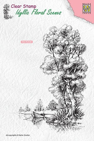 Tree with Boat Clear Stamp Idyllic Floral Scenes Nellie Snellen IFS014