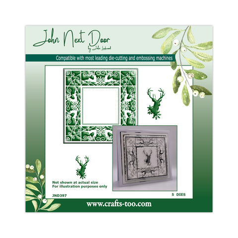 Leaping Stag Square John Next Door Christmas Collection 2023 Dies By John Lockwood JND397