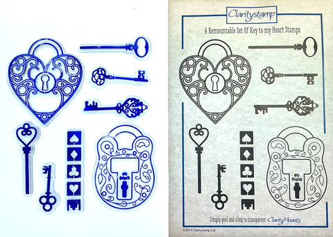 Key to my Heart Stamp Set Remountable Hand Poured Stamp Set By Claritystamp Barbara Grey