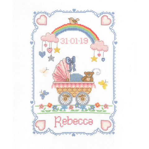 Over The Rainbow Birth Sampler Cross Stitch Kit By My Cross Stitch MPCS01