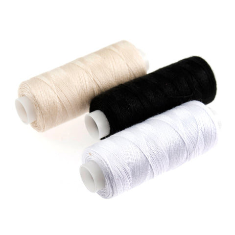 Sewing Thread Black - White - Cream Polyester Thread Pack of 3 300m N2121