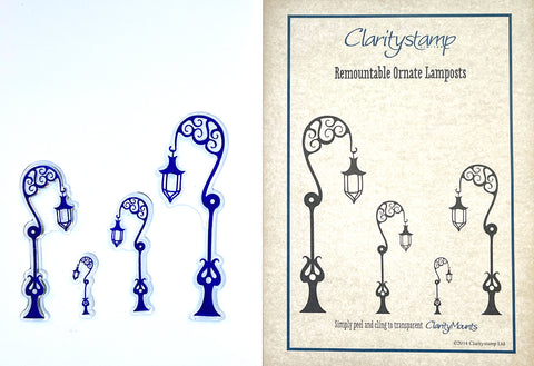 Ornate Lamposts Stamp Set Remountable Hand Poured Stamp Set By Claritystamp Barbara Grey