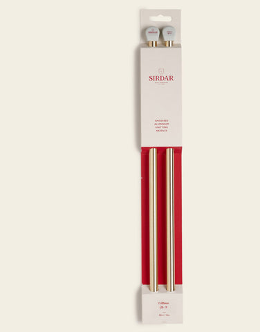 15.00mm Knitting Needles 40cm 16in Single Point Rose Gold Anodised Aluminium By Sirdar P003-40-1500