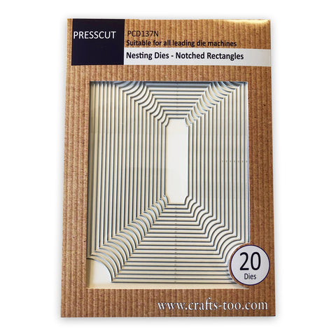 Notched Rectangles Nesting Dies 20pcs. Large By Presscut from Crafts Too PCD223