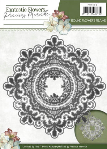 Round Flower Frame Fantastic Flowers  Die Precious Marieke By Find It Trading PM10091