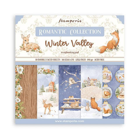 Winter Valley Romantic Collaction Scrapbooking Pad 10 Double Sided 30.5 x 30.5 cm (12x12) Stamperia