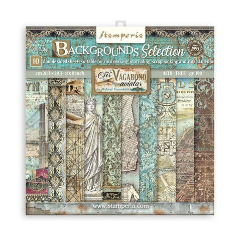 Sir Vagabond Aviator Mini Scrapbooking Pad 10 Double Sided Sheets 20.3 x 20.3 cm (8×8) Stamperia SBBS63