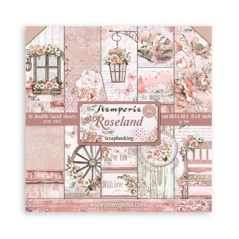 Roseland Scrapbooking Mini Scrapbooking Pad 10 Double Sided 20.3 x 20.3 cm (8×8) Stamperia