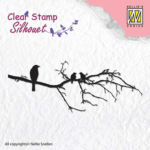 Branch with Bird 1 Clear Silhouette Stamps Nellies Choice By Nellie Snellen SIL010