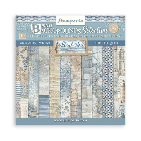 Silent Sea Background Selection Scrapbooking Pad 10 Double Sided 30.5 x 30.5 cm (12x12) Stamperia SBBL170