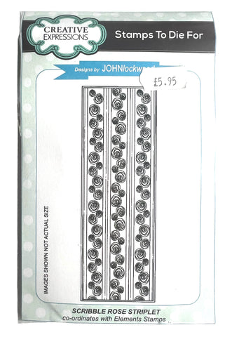 Scribble Rose Striplet Stamp UMS610 By John Lockwood for Creative Expressions