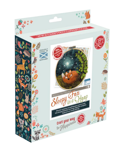 Sleeping Fox in a Hoop Needle Felting Kit Crafting Kit The Crafty Kit Company CKC-NF-305