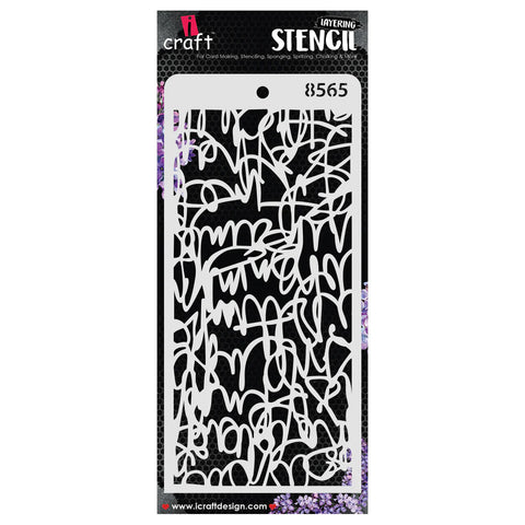 Scribble Layering Stencil 8565 DL 4"x8" Size by iCraft