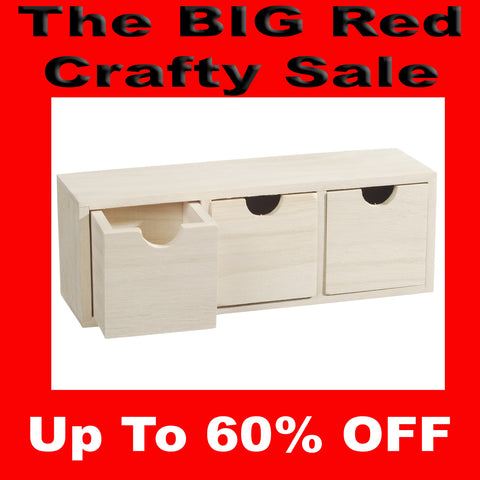 Storage box with drawers in unfinished wood 3 Drawers By Creativ BIZ107