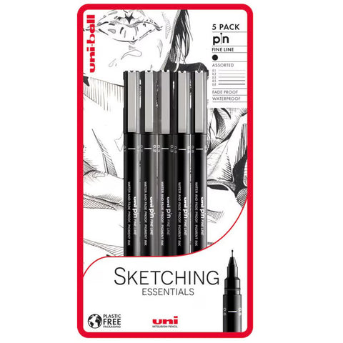 Sketching Essentials Fine Liner Assorted 0.1/0.2/0.3/0.5/0.8 Tip Uni-Ball 238212794