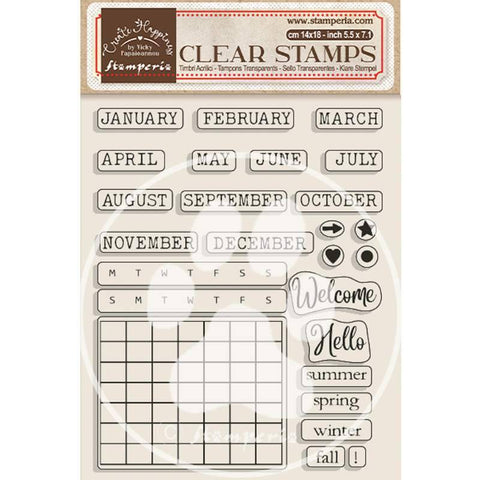 Stamperia 14 cm x 18 cm Acrylic Stamp Create Happiness Christmas Calendar, Monthly By Stamperia WTK178