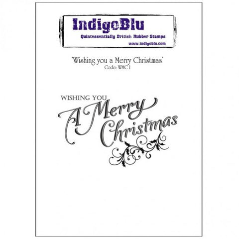 Wishing You A Merry Christmas English Red Rubber Stamp By IndigoBlu WMC1