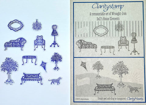 Wrought Iron Dolls House Elements Stamp Set Remountable Stamp Set By Claritystamp Barbara Grey