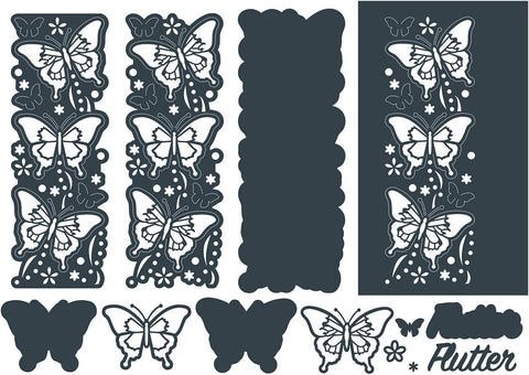 Butterfly Flutters Borders Dies 14 Dies The Paper Boutique By Creative World of Crafts DC1107