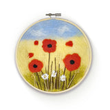 Poppies in a Hoop Needle Felting Kit Crafting Kit The Crafty Kit Company CKC-NF-247