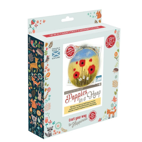 Poppies in a Hoop Needle Felting Kit Crafting Kit The Crafty Kit Company CKC-NF-247