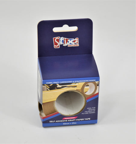 Self Adhesive Kraft Paper Tape Frame Seal Tape Permanent 50mm x 25m Stix2 S56958