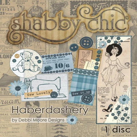 Shabby Chic Haberdashery Digicrafting Papercrafting CD Rom By Debbi Moore Designs
