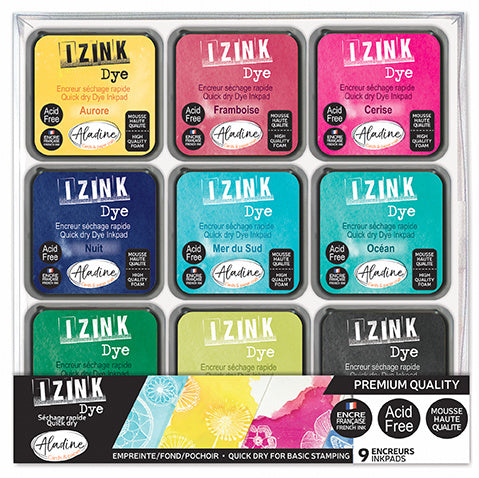 Izink Dye Quick Dry Premium Quality Ink Pads 9pcs. John Next Door For Craft Too By Aladine
