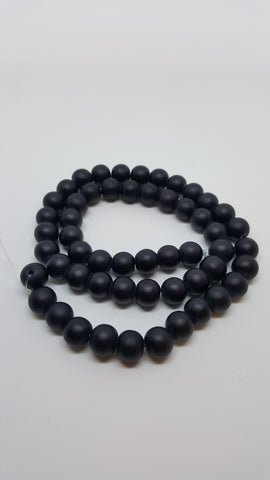 Transparent Frosted Black Round Glass Beads 8mm Approx 50pcs TRC398